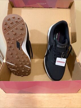 Skechers Black Golf Sneakers with White Midsoles and Brown Outsoles